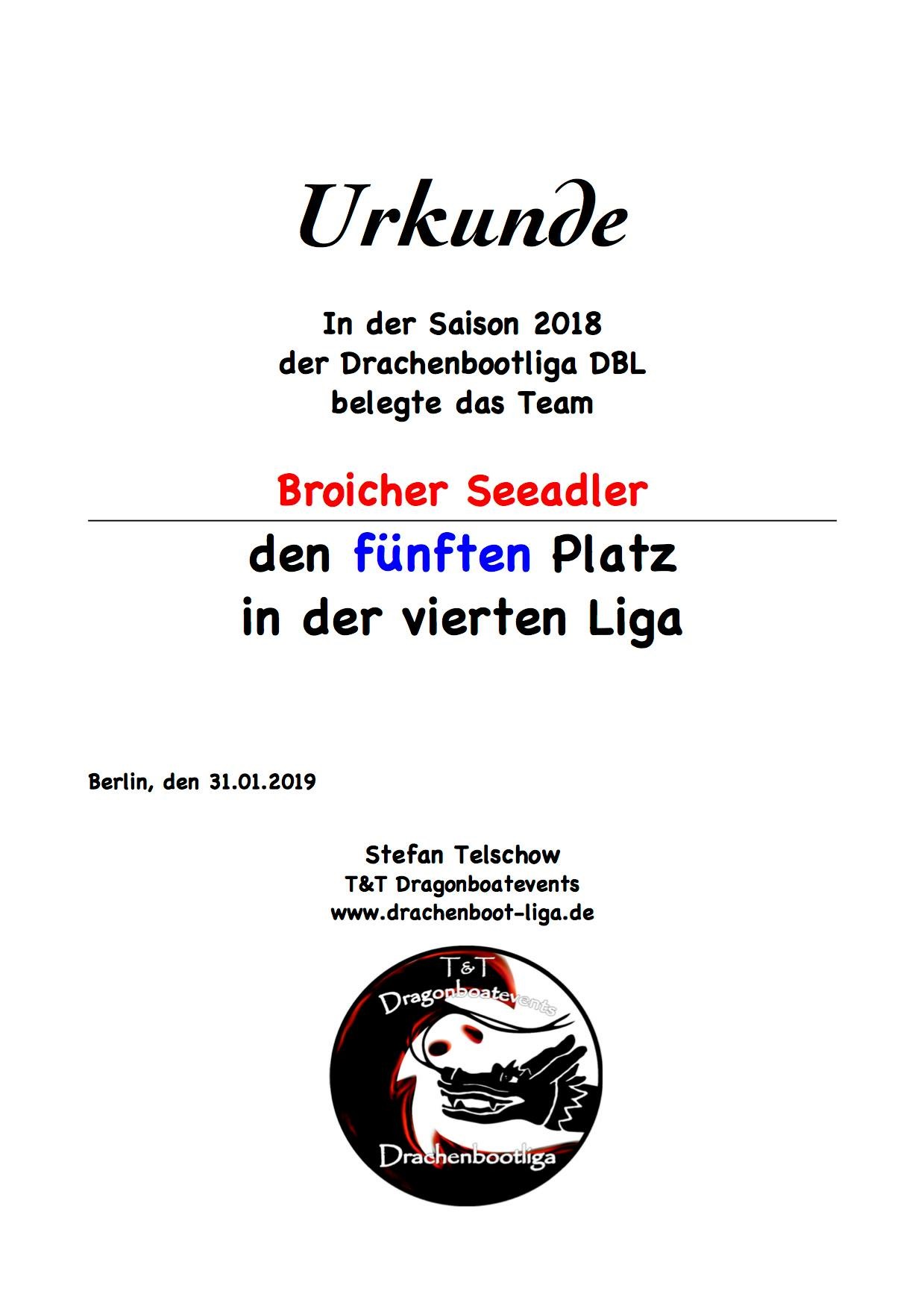 Broicher Seeadler Drachenbootliga Aufstieg